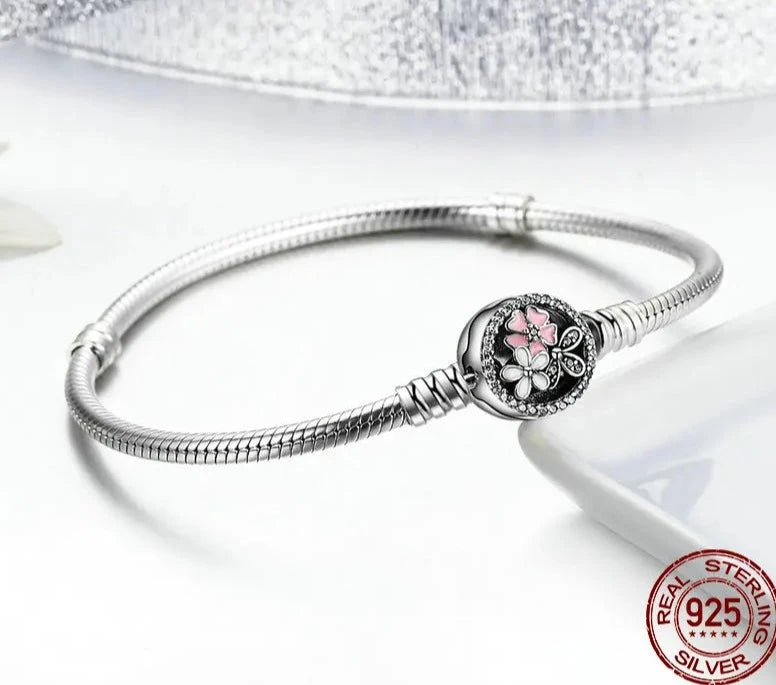 Pulsera o brazalete de plata de ley 100% 925 para dijes o charms