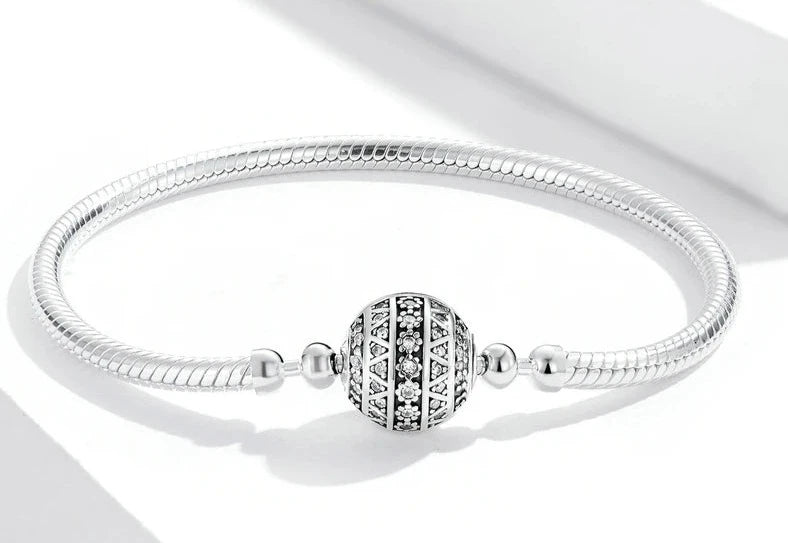 Pulsera de plata de ley 100% 925 con cierre redondo de serpiente
