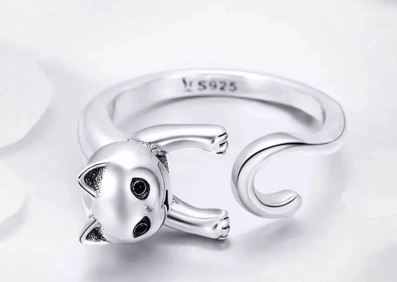 Anillo Ajustable Gato Plata 925 by Amour
