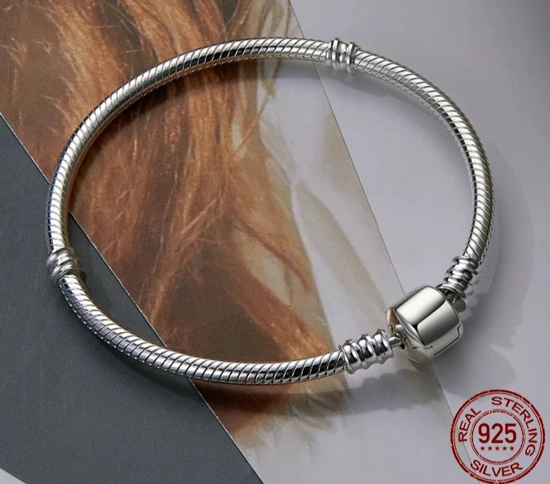 Pulsera o brazalete de plata de ley 100% 925 para dijes o charms