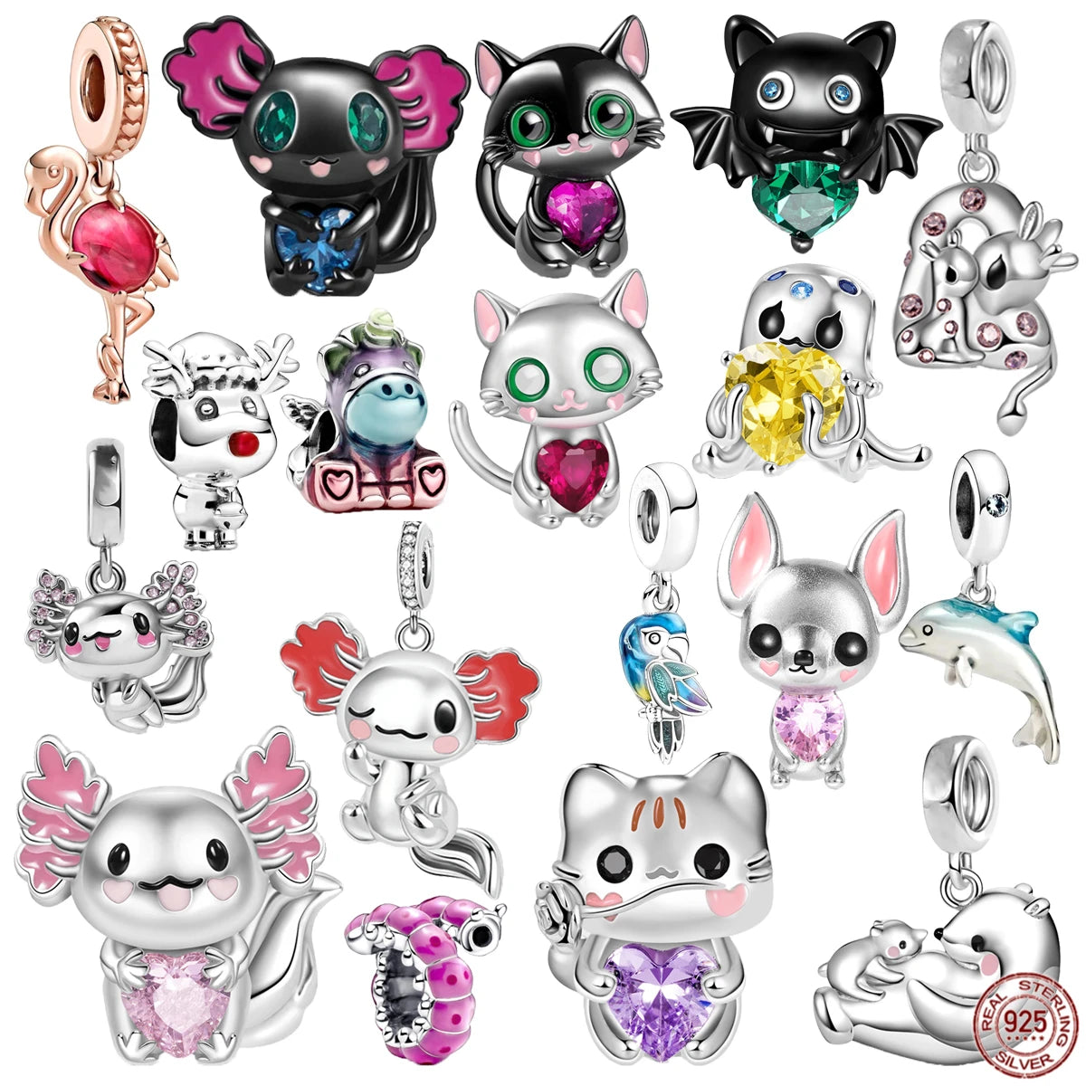 Charm Axolote, unicornio, gato en plata 925 by Amour