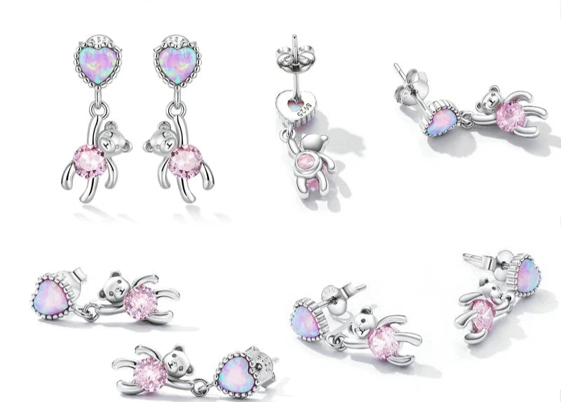 Aretes de Oso con circonias cúbicas en plata 925