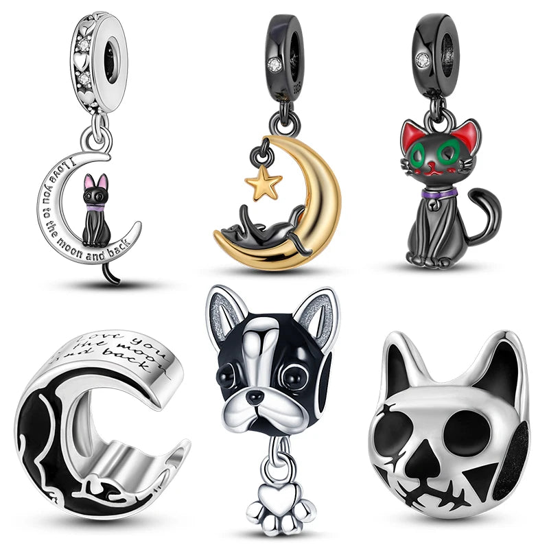 Charm Gato Negro y Perrito en Plata 925 by Amour