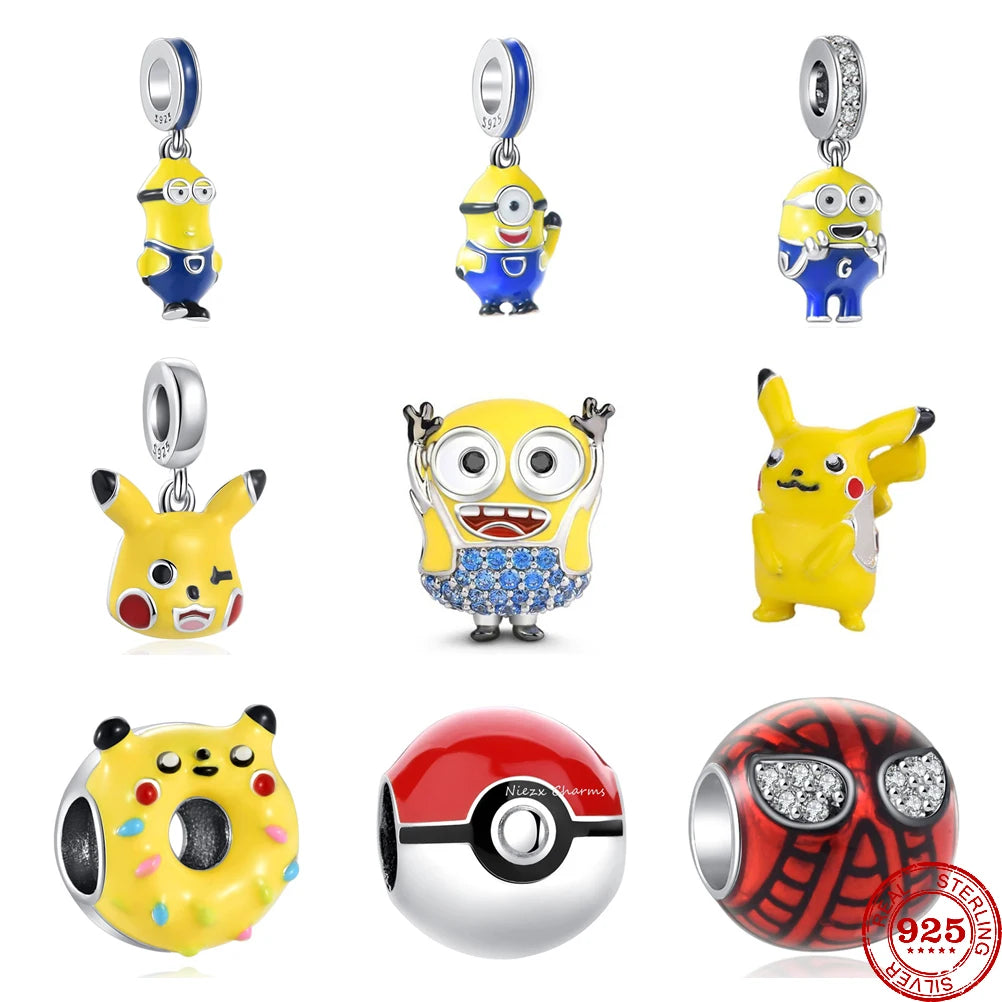 Charms minion y pokemon en plata 925s by Amour