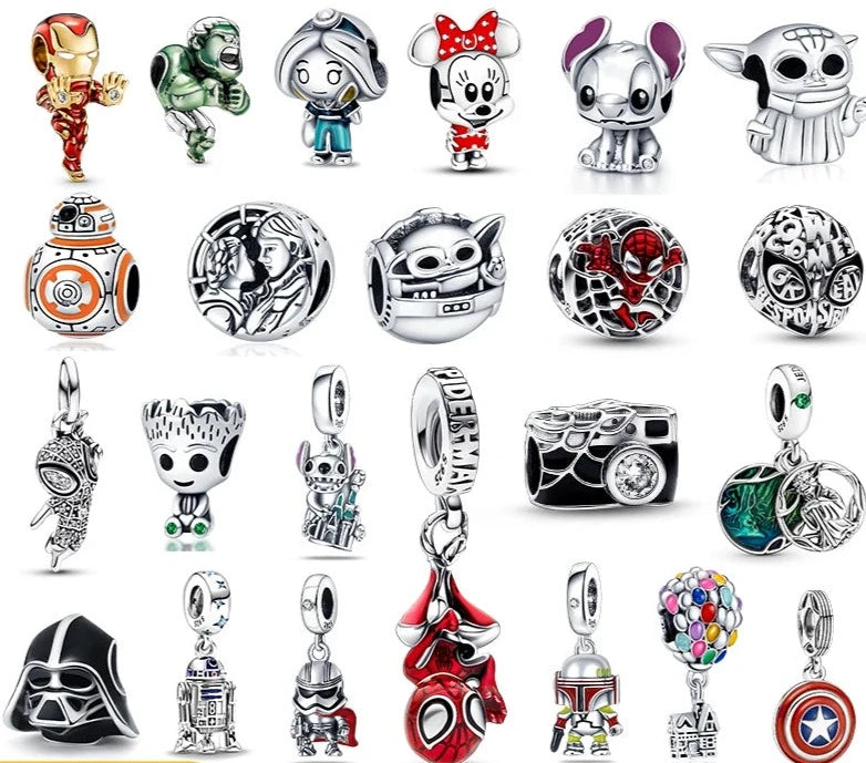 Charms o dijes De Plata De Ley 925 personajes comics avengers, star wars