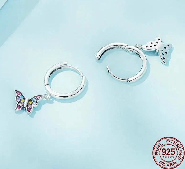 Aretes de mariposa de circonias en plata 925s by Amour