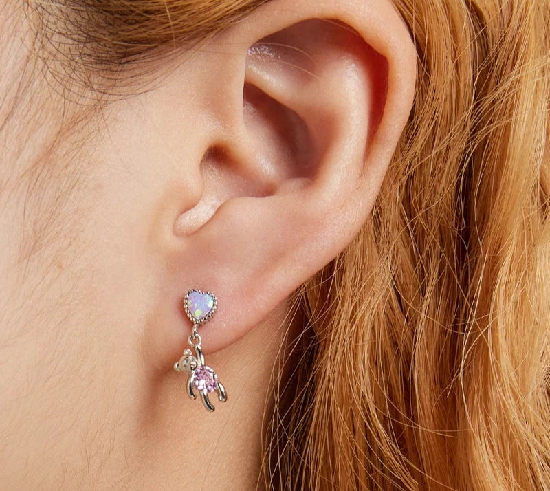 Aretes de Oso con circonias cúbicas en plata 925