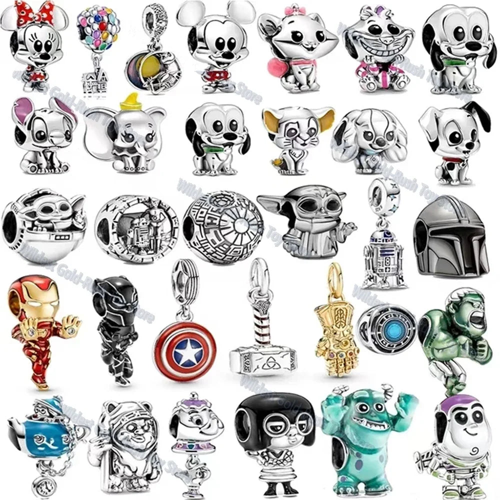 Dije o charm personaje tele o cine en plata ley 925s para pulsera