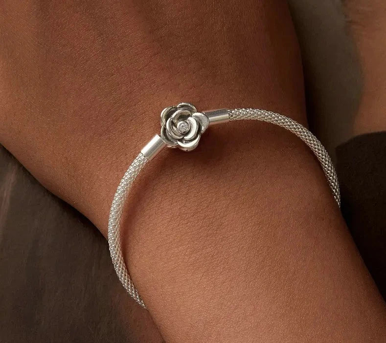 Pulsera Flor de plata de ley 925