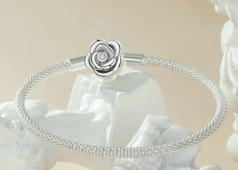 Pulsera Flor de plata de ley 925