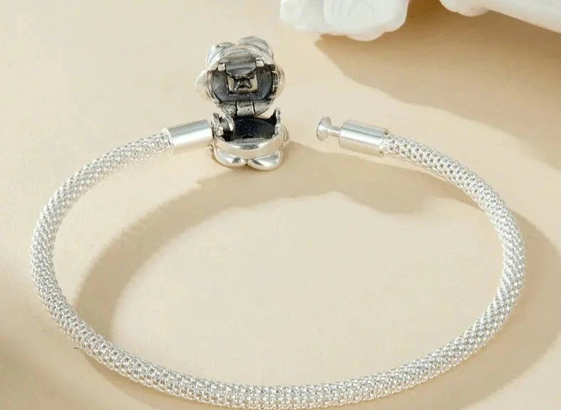 Pulsera Flor de plata de ley 925