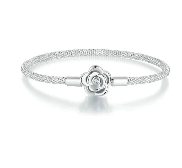 Pulsera Flor de plata de ley 925