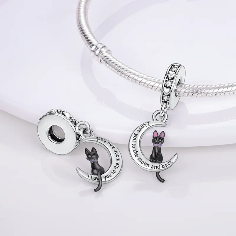 Charm Gato Negro y Perrito en Plata 925 by Amour