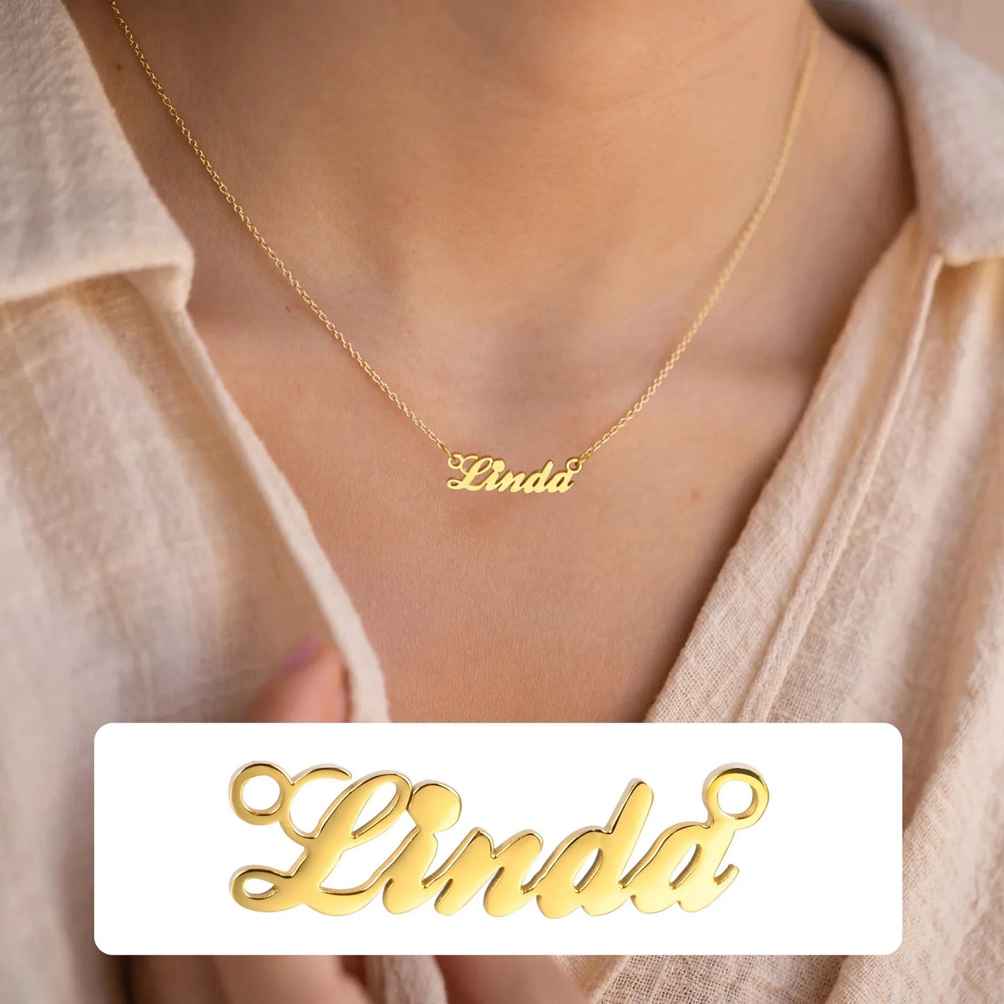 Personaliza el Collar con tu nombre Acero Inoxidable y Chapa