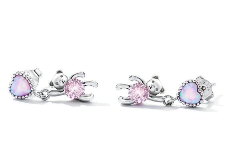 Aretes de Oso con circonias cúbicas en plata 925