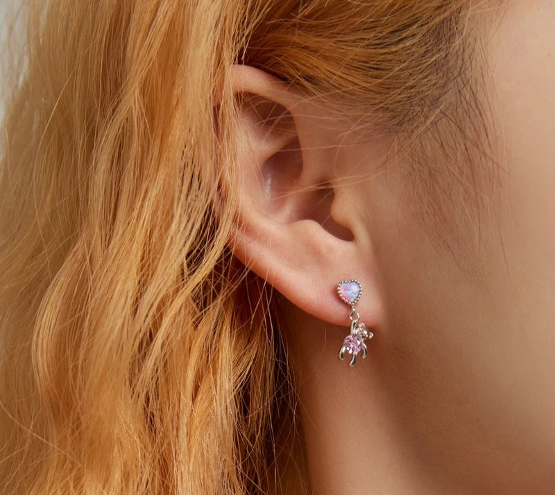 Aretes de Oso con circonias cúbicas en plata 925