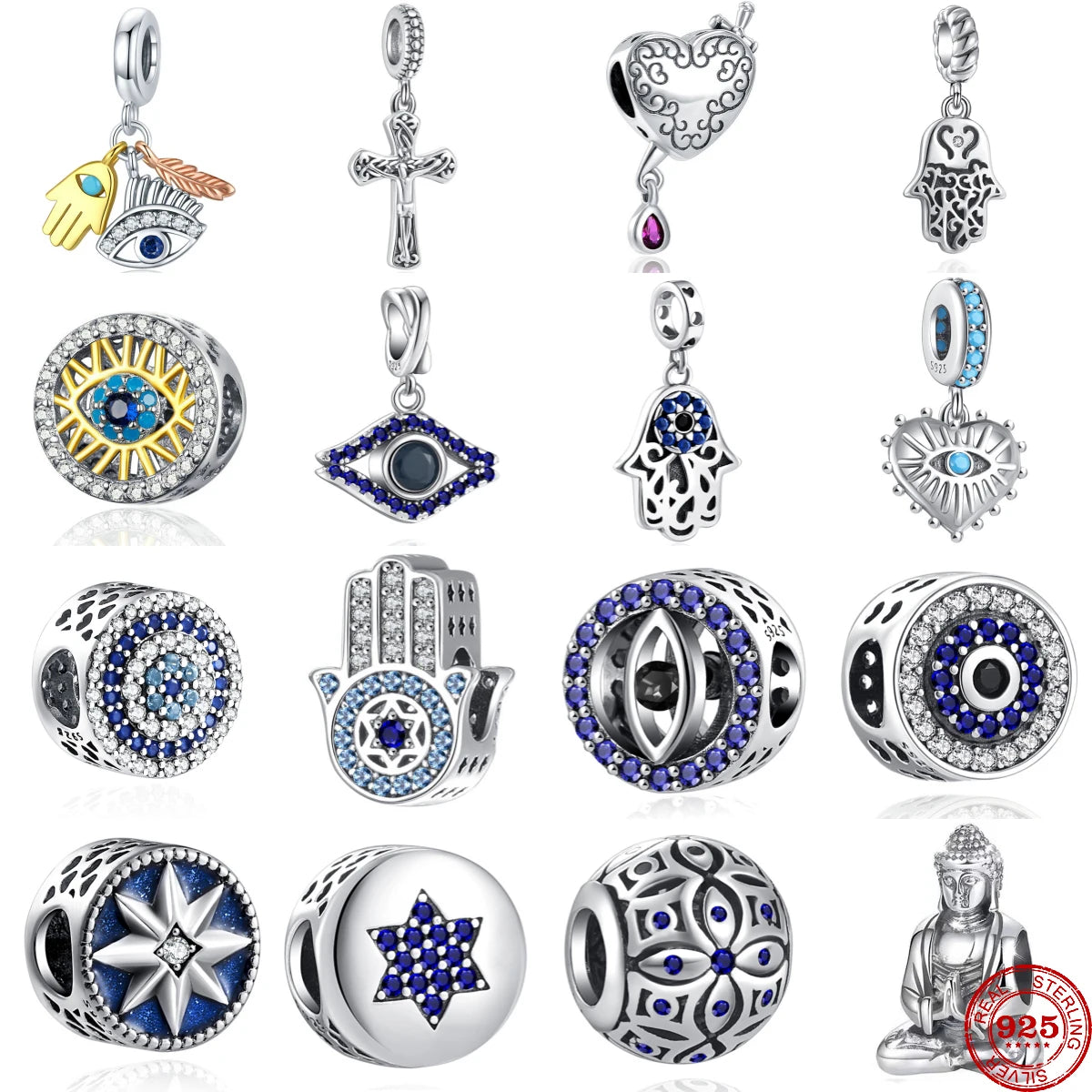 Charm Ojo Turco, Mano Fatima , Buda Protección en plata 925 by Amour